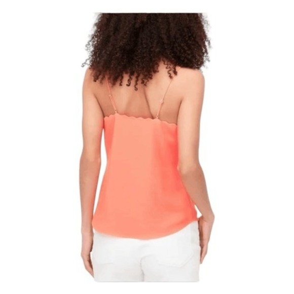 J. Crew Scalloped Camisole Top Neon Coral Pink V-Neck Adjustable Straps 8 - Picture 3 of 11
